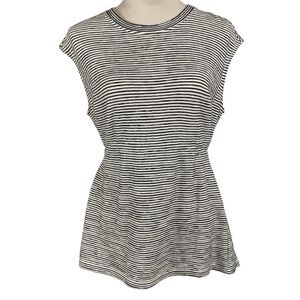 Max Studio Womens Top Size Small Striped Back-Tie Relaxed Cap Sleeve Black White